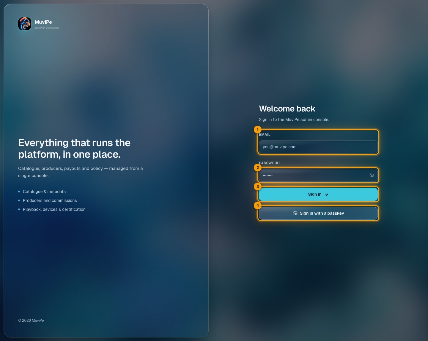 The admin sign-in page.