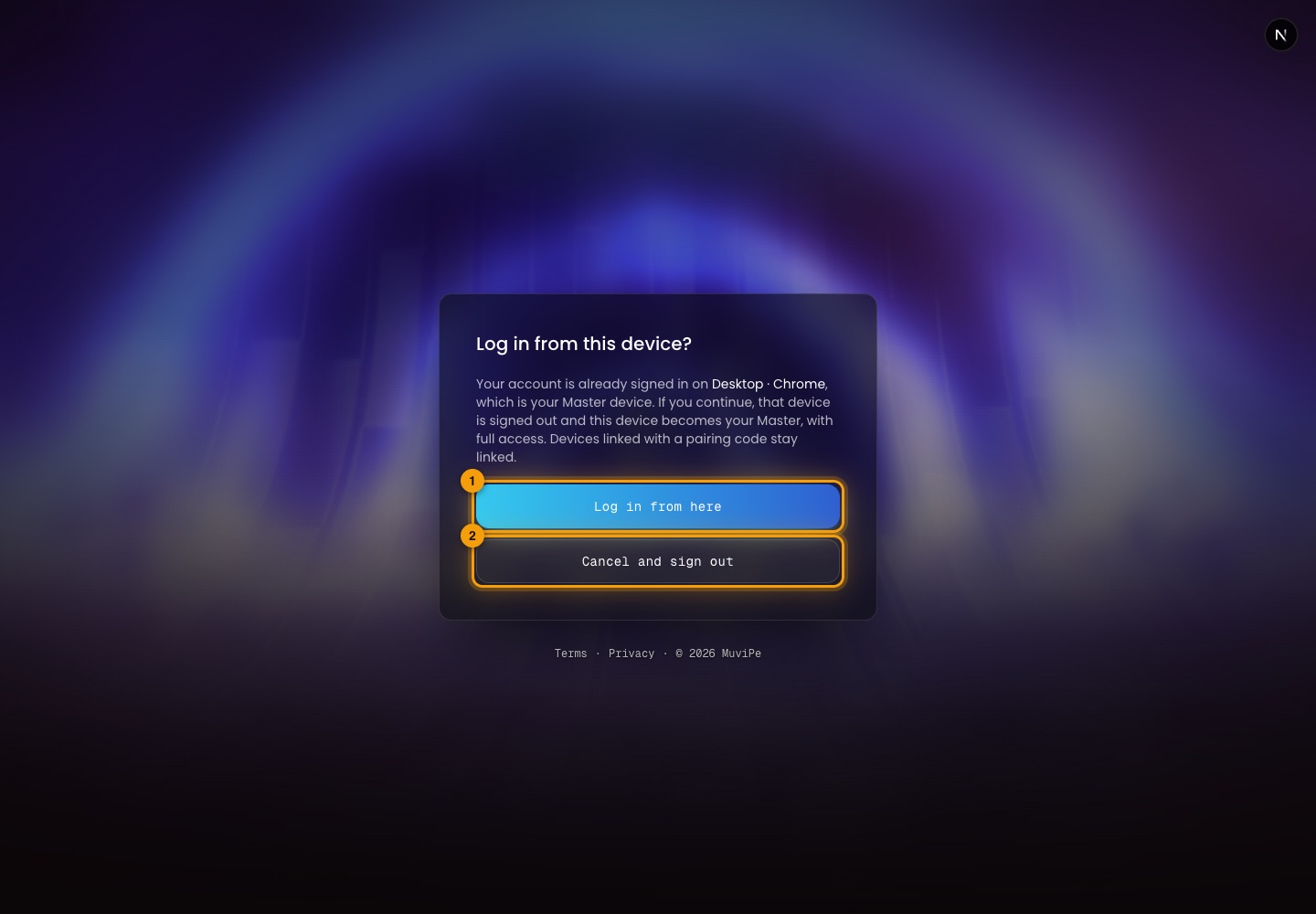The first sign-in on a device asks to confirm it.
