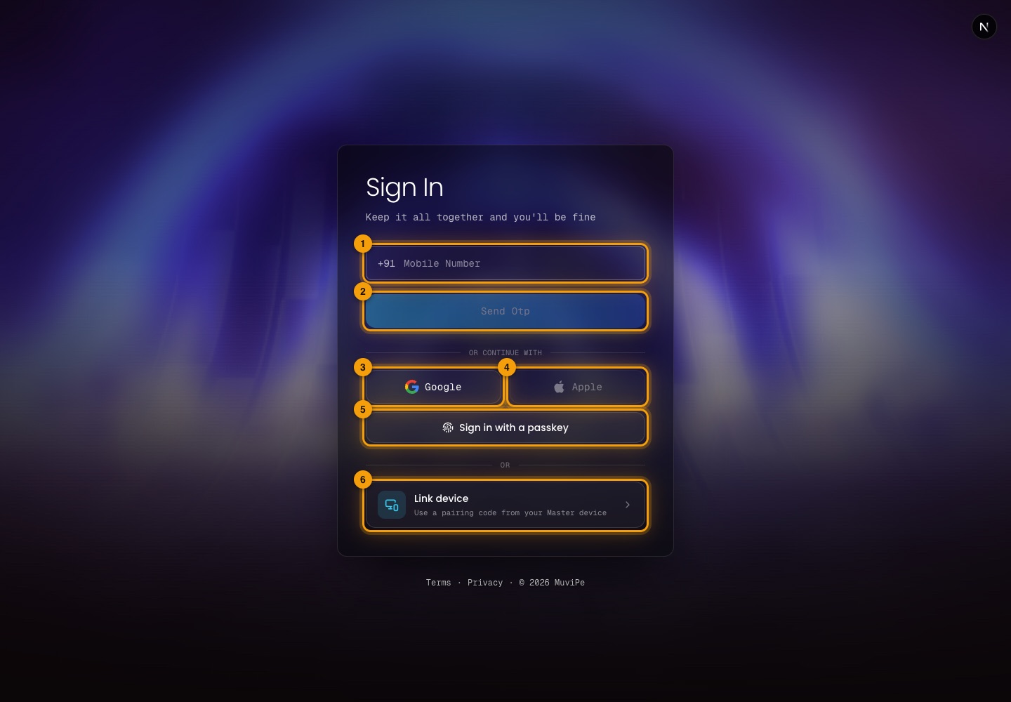 The sign-in page.